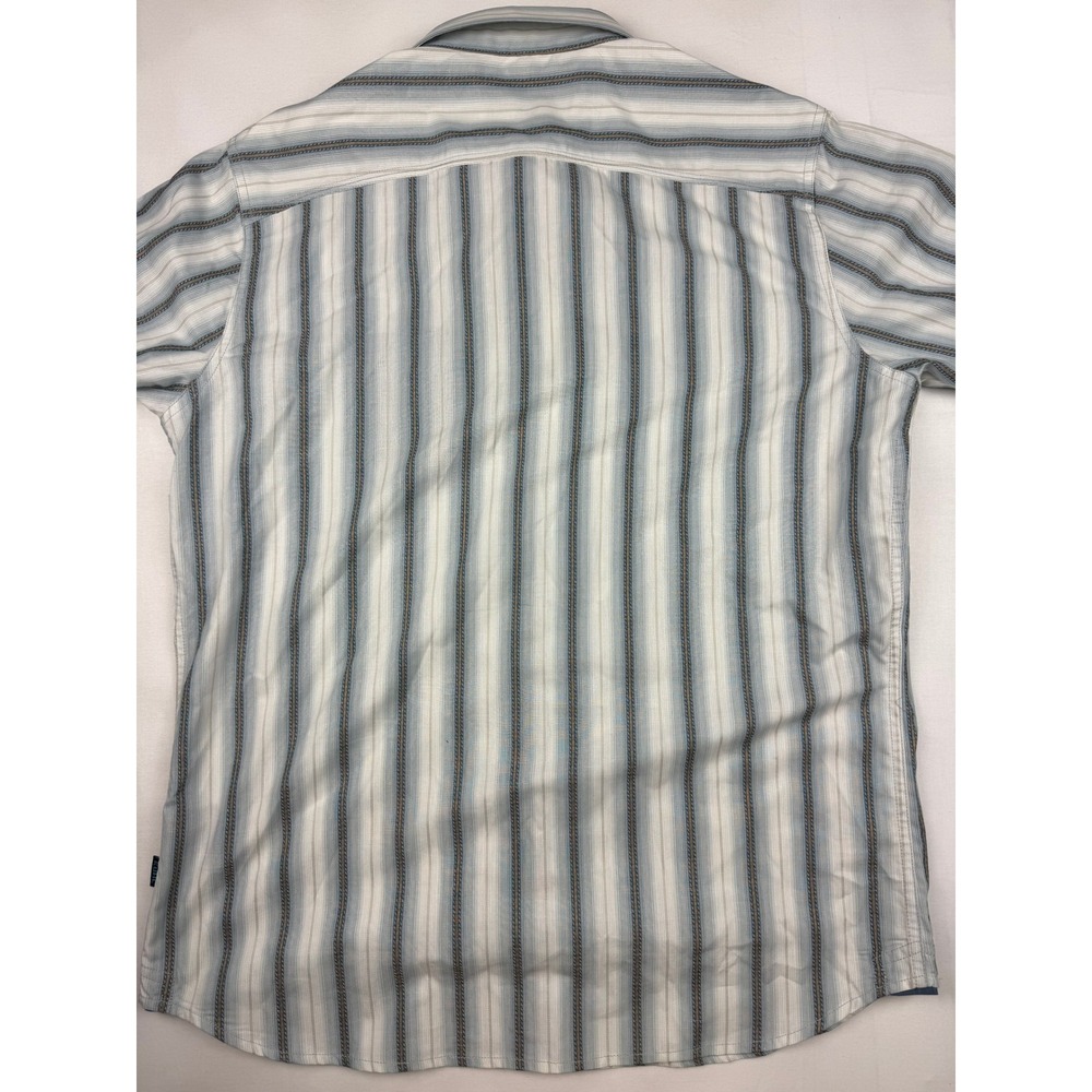 KUHL Button Down Shirt Medium Blue White Striped Short Sleeve Outdoor Casual - Picture 6 of 6